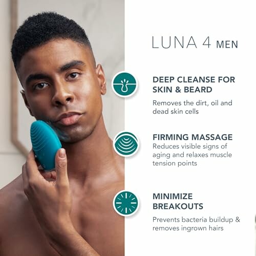 Man using Luna 4 for deep cleanse and firming massage.