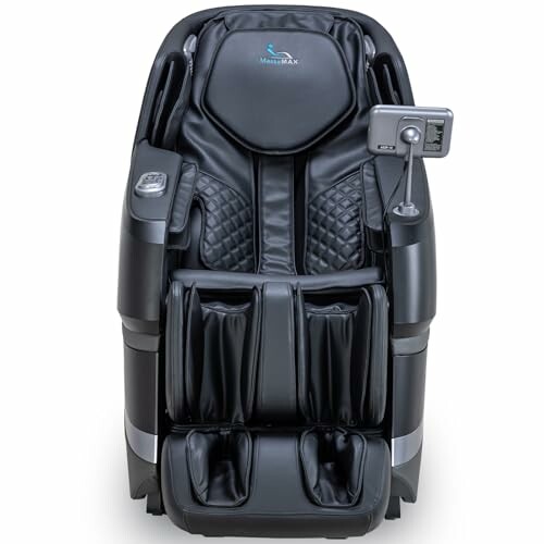 Modern black massage chair with various features