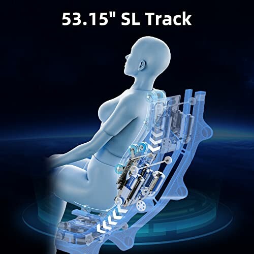 Illustration of a massage chair with 53.15-inch SL track