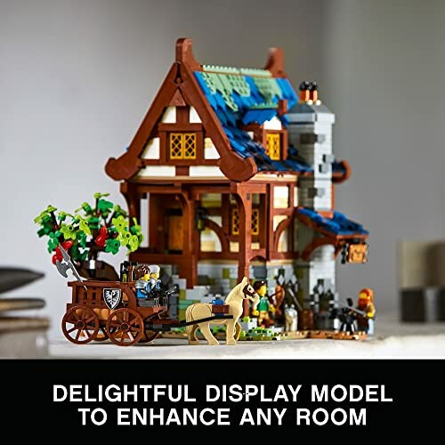 LEGO medieval display model with horse and carriage