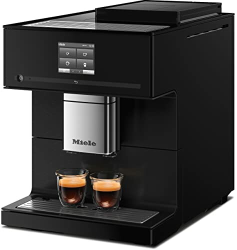 Miele coffee machine with two cups of espresso