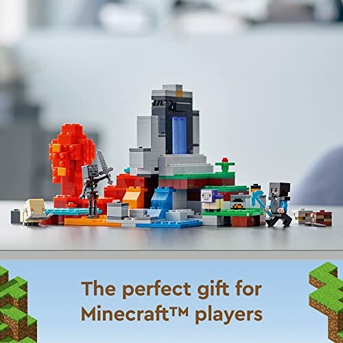 Lego Minecraft set with characters and landscape