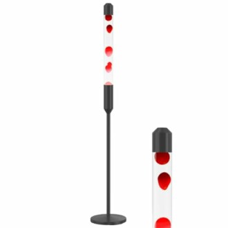 Tall black lamp with red lava blobs