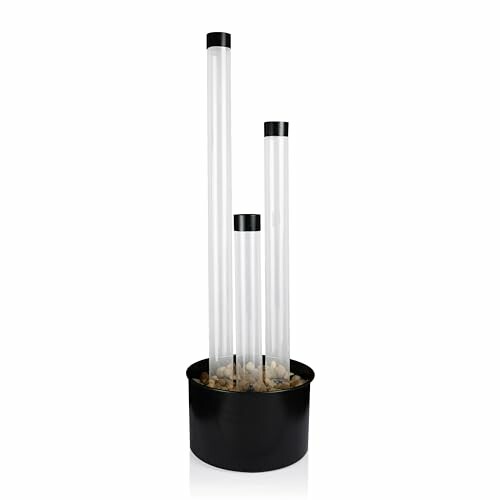 Modern water fountain with clear tubes and black base