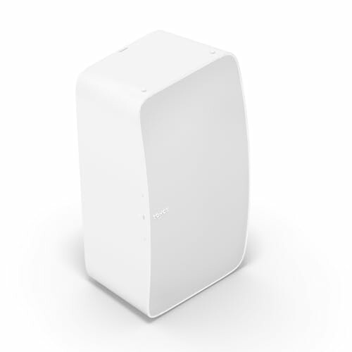 Modern white speaker with a sleek design