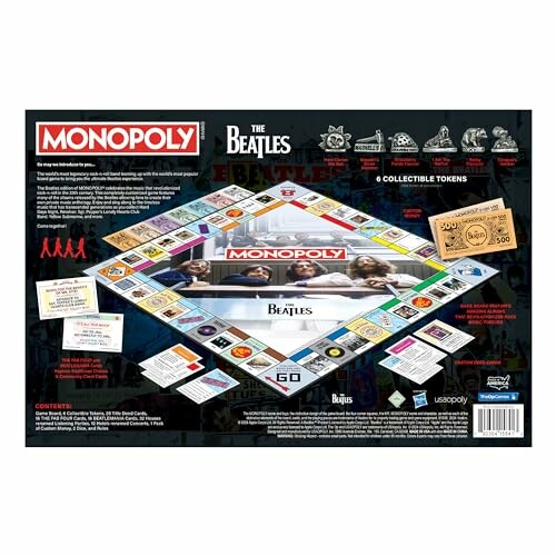 Monopoly board game themed around The Beatles with collectible tokens.