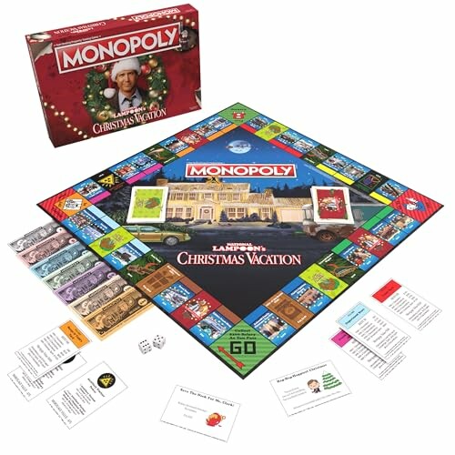 Monopoly Christmas Vacation board game with box and components.