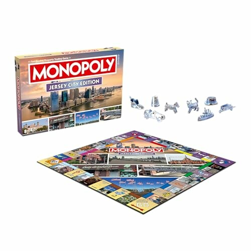 Monopoly Jersey City Edition game board and pieces