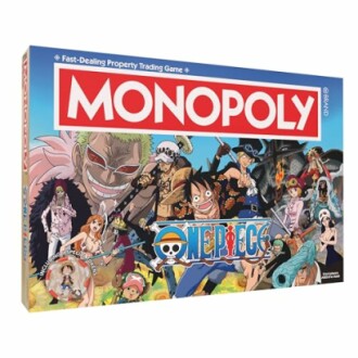 Monopoly board game featuring One Piece theme with characters on the box.