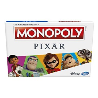 Monopoly Pixar edition board game box featuring Pixar characters.