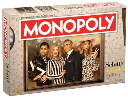 Monopoly Schitt's Creek Edition board game box.