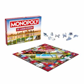 Monopoly St. Louis Edition board game with tokens and board.