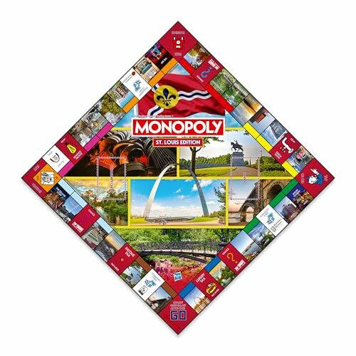 Monopoly St. Louis Edition game board with local landmarks.