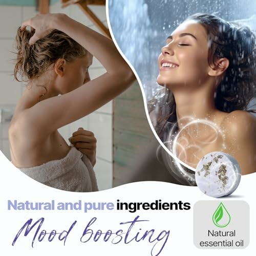 Two women enjoying showers with natural and pure ingredients for mood boosting.