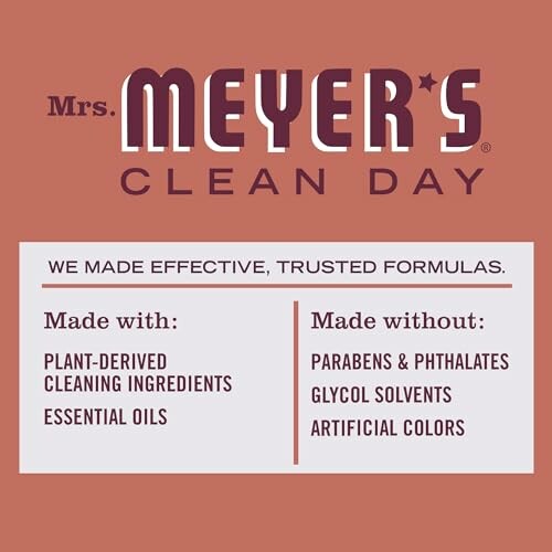 Mrs. Meyer's Clean Day product ingredients and features.