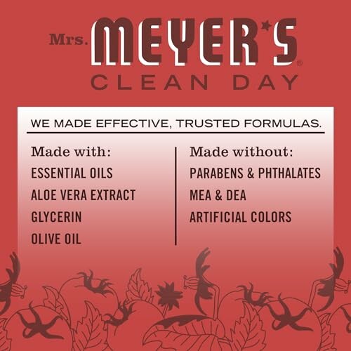 Mrs. Meyer's Clean Day product ingredients list.