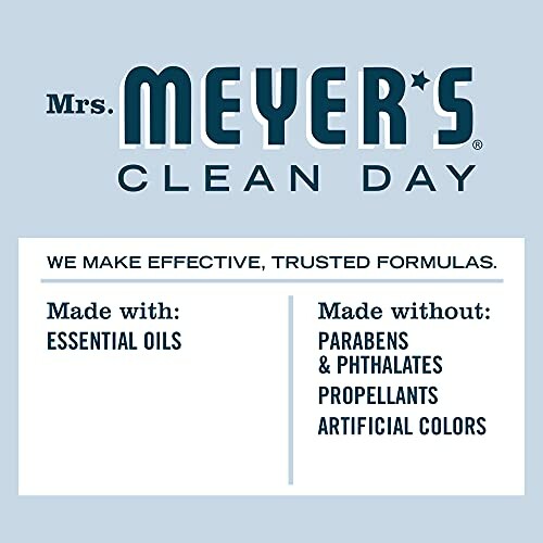 Mrs. Meyer's Clean Day label with product ingredients and exclusions