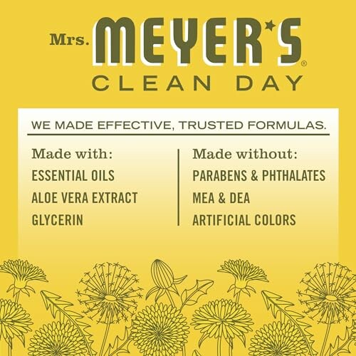 Mrs. Meyer's Clean Day poster highlighting ingredients