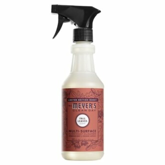 Mrs. Meyer's Clean Day multi-surface spray bottle with fall leaves scent.