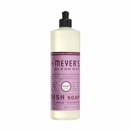 Mrs. Meyer's Clean Day dish soap bottle with peony scent