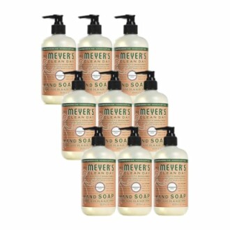 Set of Mrs. Meyer's Clean Day hand soap bottles.