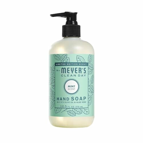 Mrs. Meyer's Clean Day mint scented hand soap bottle