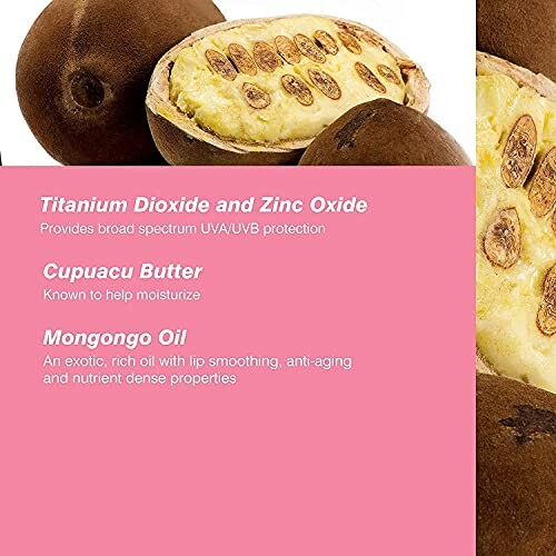 Natural skincare ingredients with cupuacu butter and mongongo oil.