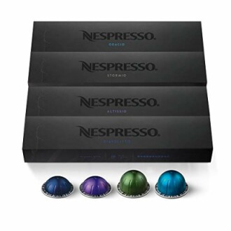 Nespresso coffee pods in different colors and flavors.