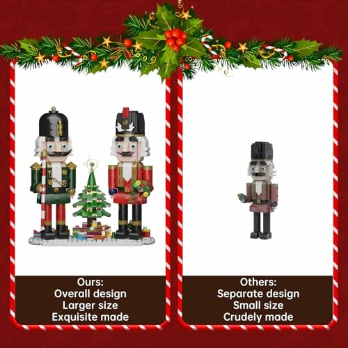 Comparison of two nutcracker designs; one larger and detailed, the other smaller and simple.