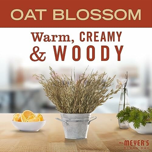 Oat Blossom fragrance ad featuring oats and citrus slices.