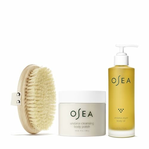 OSEA body polish, brush, and body oil