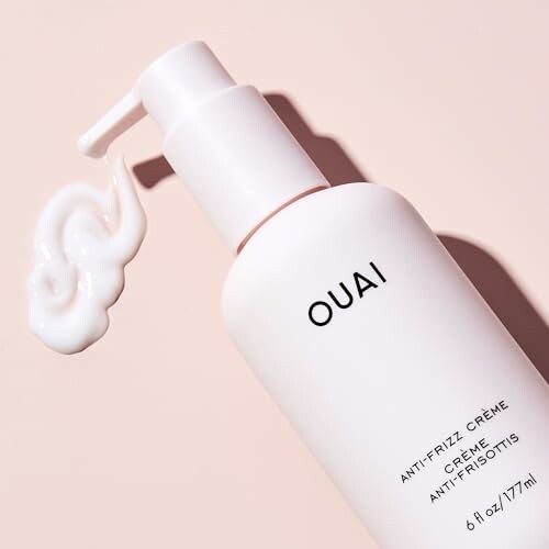 Ouai Anti-Frizz Crème bottle with cream swatch