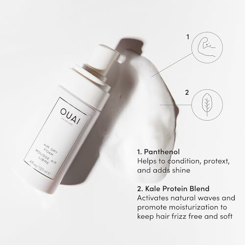 Ouai air dry foam mousse with product description.