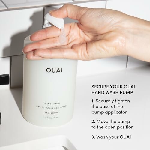 Person using OUAI hand wash pump