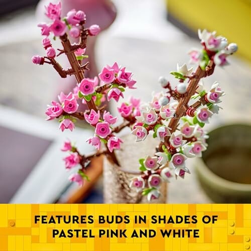 Pastel pink and white flower buds in a vase