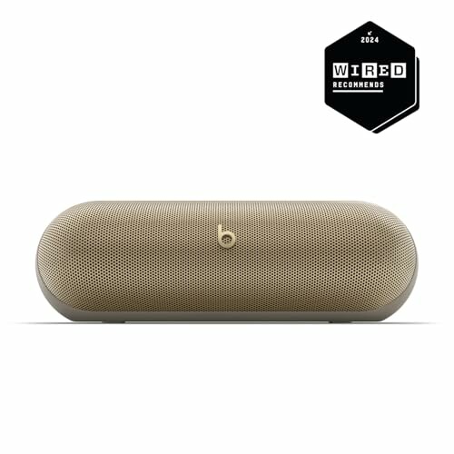 Beige portable wireless speaker with Wired Recommends badge