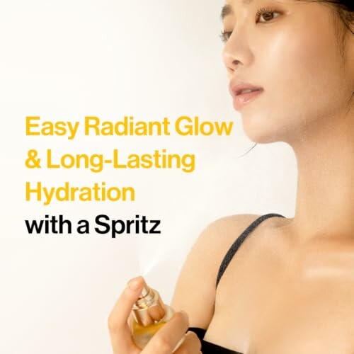 Person using hydration spray for radiant glow.