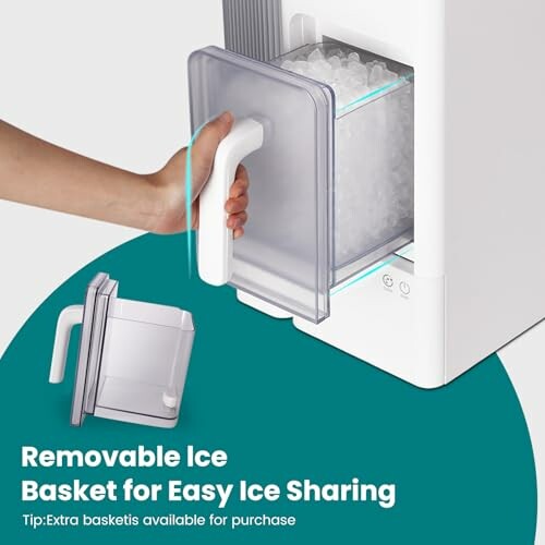 Person removing ice basket from a machine.