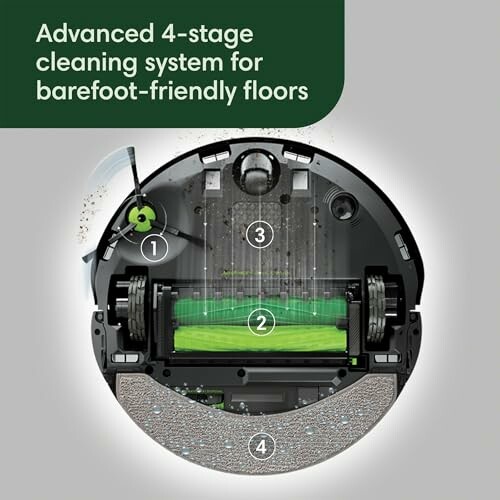 Robot vacuum with advanced 4-stage cleaning system for floors.