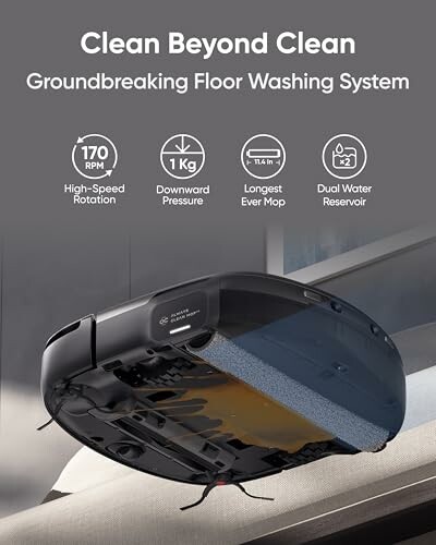 Robot vacuum with groundbreaking floor washing system features.