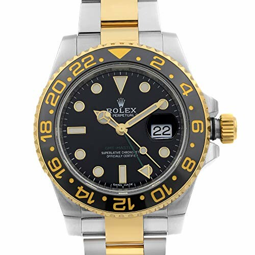 Rolex GMT-Master II watch with black dial and two-tone bracelet