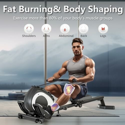 Man using rowing machine for full body workout