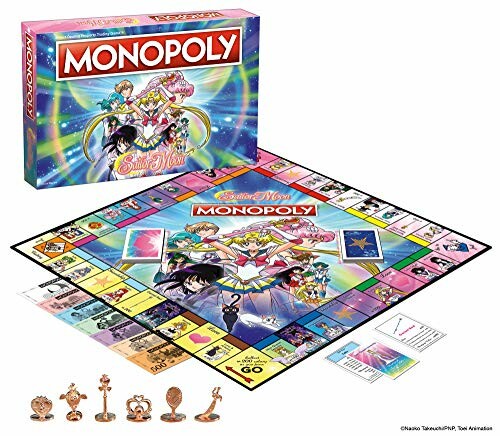 Sailor Moon themed Monopoly board game with pieces and cards.