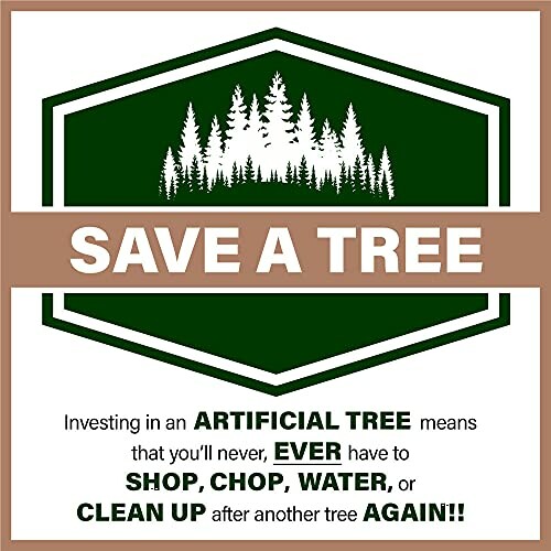 Save a tree message promoting artificial trees.