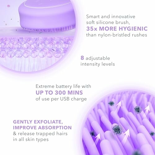 Features of a smart silicone face brush with hygienic properties.