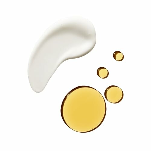 Textures of skincare products with cream and oil drops on a white background.