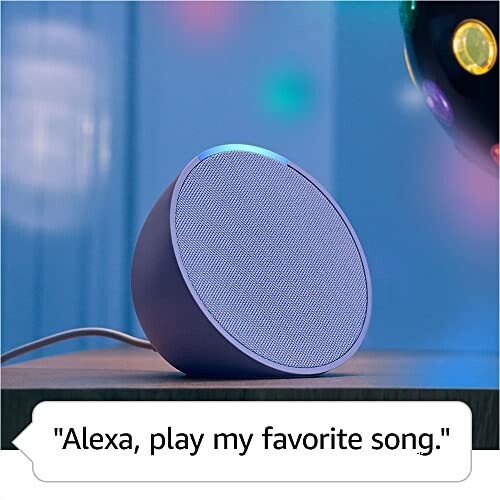 Smart speaker with command 'Alexa, play my favorite song.'