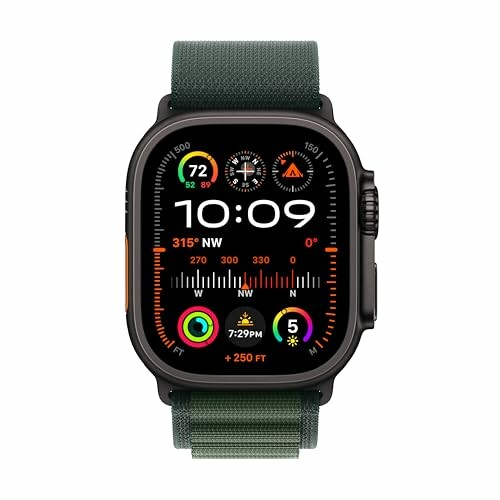 Smartwatch with digital display and green strap