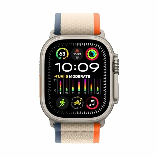 Smartwatch with colorful strap and fitness display