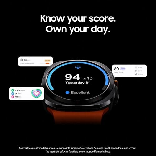 Smartwatch displaying fitness and health metrics